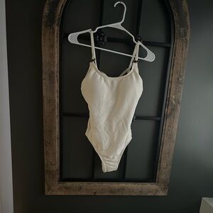 Cream swimsuit and coverup